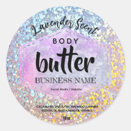 Iridescent Glitterium Pink Frame Produktetikett Runder Aufkleber