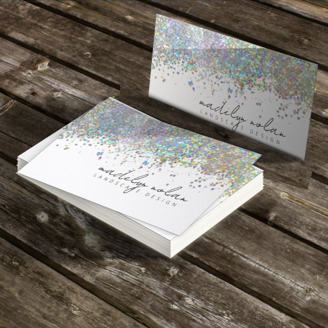 Iridescent Glitzer Border Calligraphy ID936 Visitenkarte (Von Creator hochgeladen)