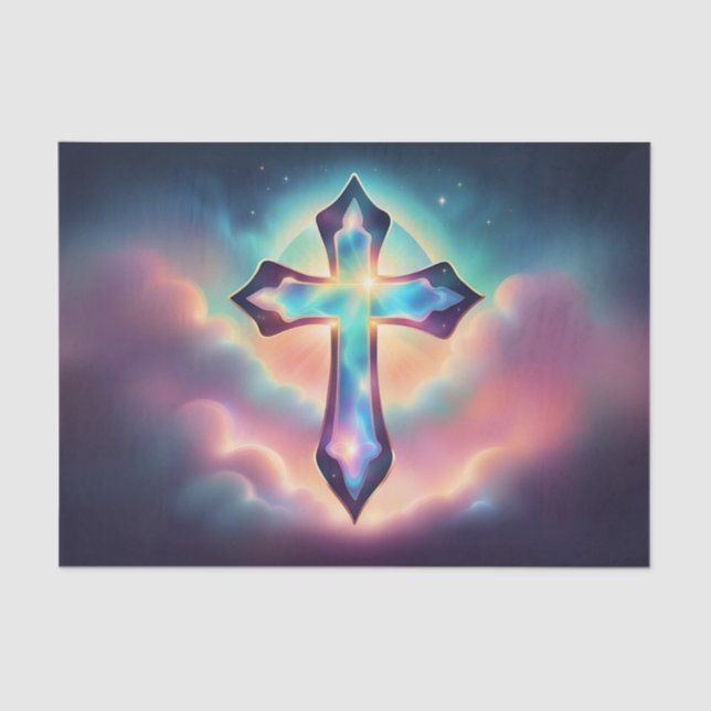 Iridescent Glows Cross Decoupage Tissue Seidenpapier (Vorderseite)