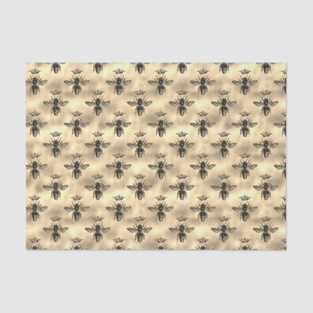 Iridescent Gold Queen Bee Crown Apiary Muster Seidenpapier (Vorderseite)