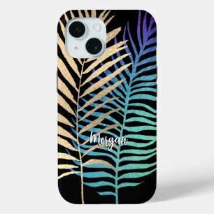 Iridescent/Gold Tropical Blätter Skriptname, Schwa Case-Mate iPhone Hülle