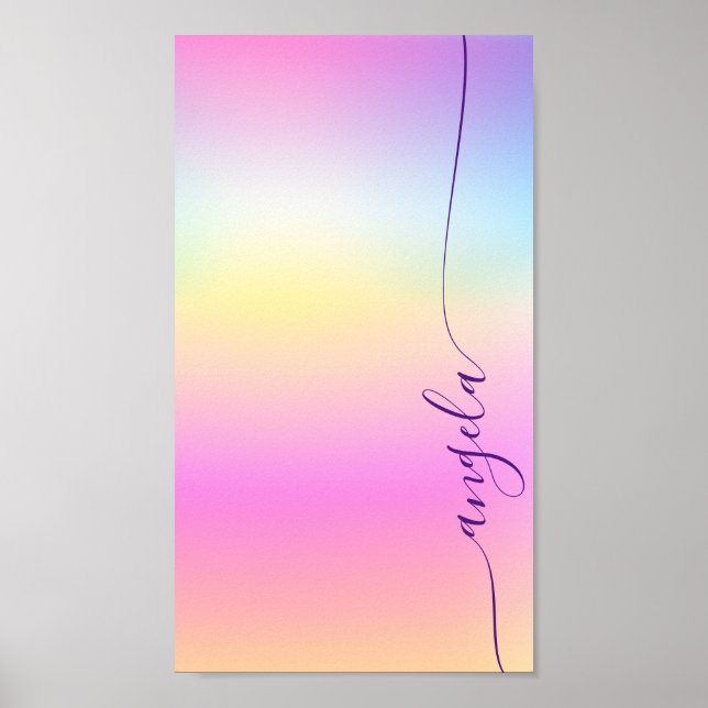 Iridescent Gradient Glam Name Telefon-Hintergrundb Poster (Vorne)