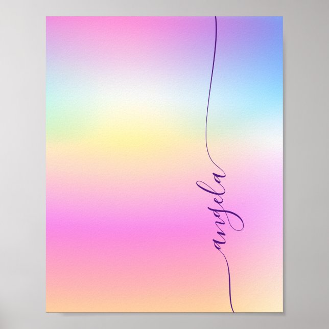 Iridescent Gradient Glam Name Telefon-Hintergrundb Poster (Vorne)