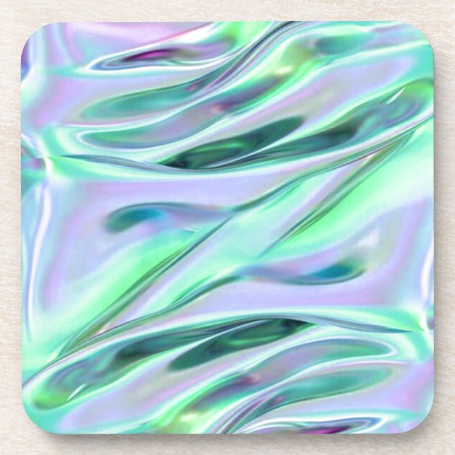 Iridescent Green und Blue MetallicMarbled Getränkeuntersetzer (Vorderseite)
