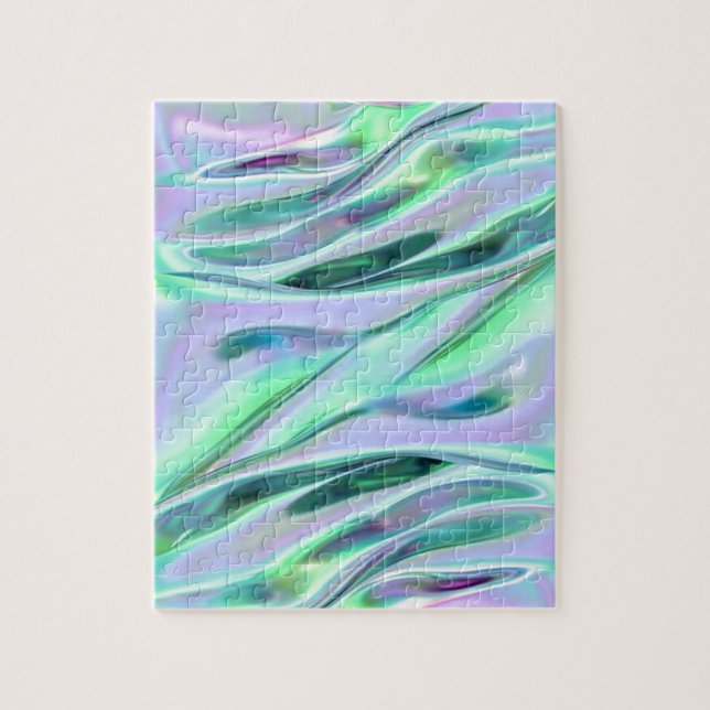 Iridescent Green und Blue MetallicMarbled Puzzle (Vertikal)