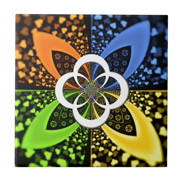 Iridescent Hearts Seamless Polka Dot Abstrakt Art Fliese (Vorderseite)