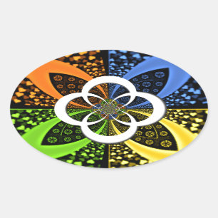 Iridescent Hearts Seamless Polka Dot Abstrakt Art Ovaler Aufkleber