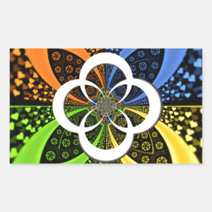 Iridescent Hearts Seamless Polka Dot Abstrakt Art Rechteckiger Aufkleber