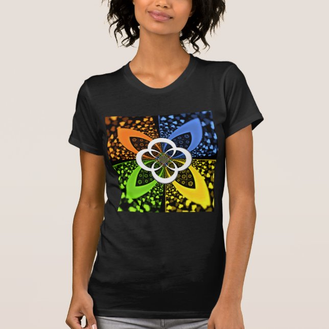Iridescent Hearts Seamless Polka Dot Abstrakt Art T-Shirt (Vorderseite)