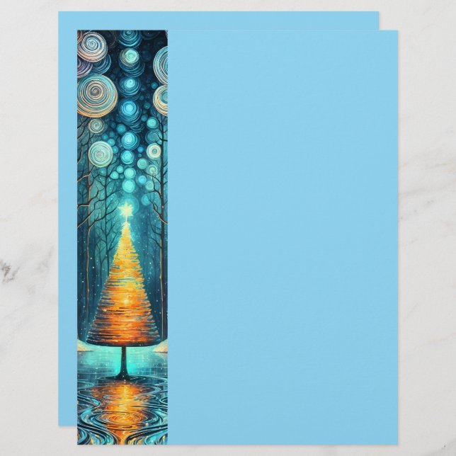 Iridescent Holiday Dream 🎄 glühenden Weihnachtsba Briefbogen (Vorne/Hinten)