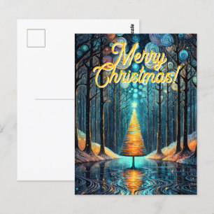 Iridescent Holiday Dream 🎄 glühenden Weihnachtsba Postkarte