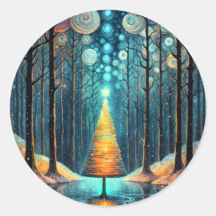 Iridescent Holiday Dream 🎄 glühenden Weihnachtsba Runder Aufkleber