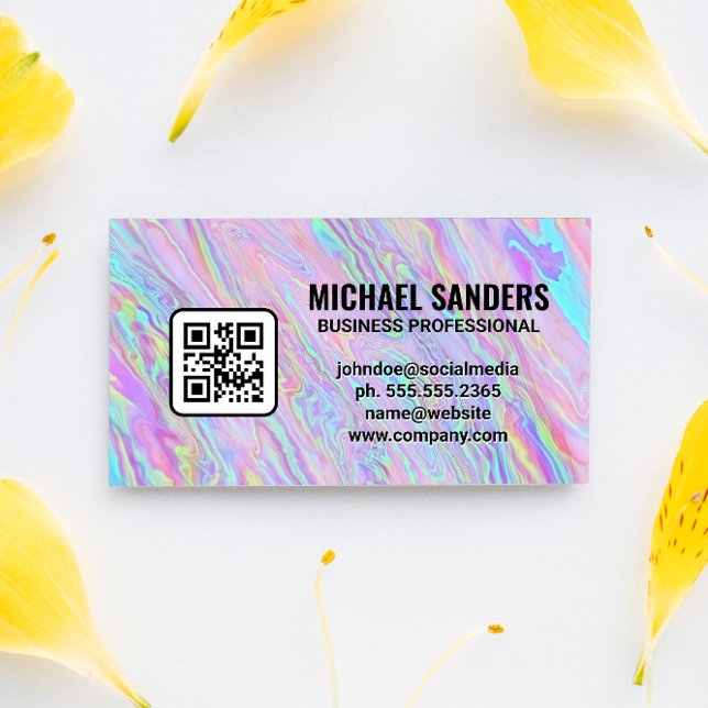 Iridescent Holographic Foil Pastel | QR-Code Visitenkarte (Von Creator hochgeladen)