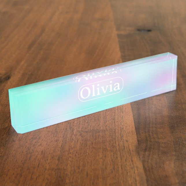 Iridescent Holographic Gradient Namensplakette (Seite)