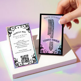 Iridescent holographic Hair Stylist Beauty Salon Visitenkarte