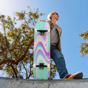 Iridescent Holographic Liquid Swirl Skateboard