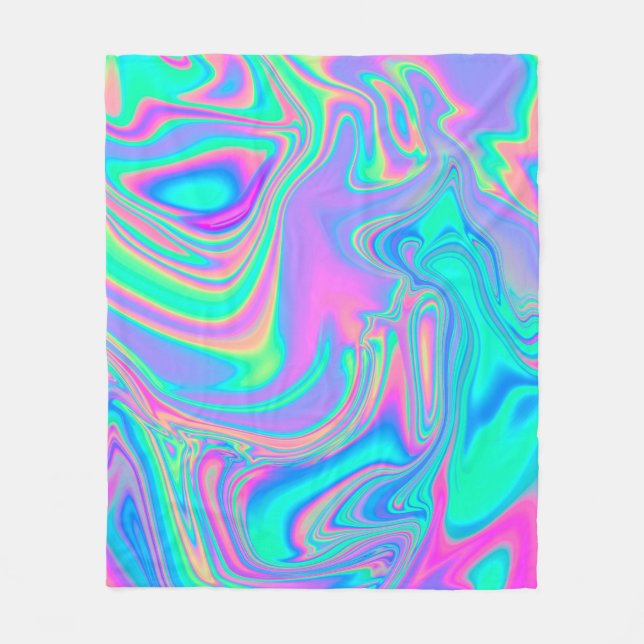 Iridescent Holographic: Neon Marbled Texture Fleecedecke (Vorderseite)