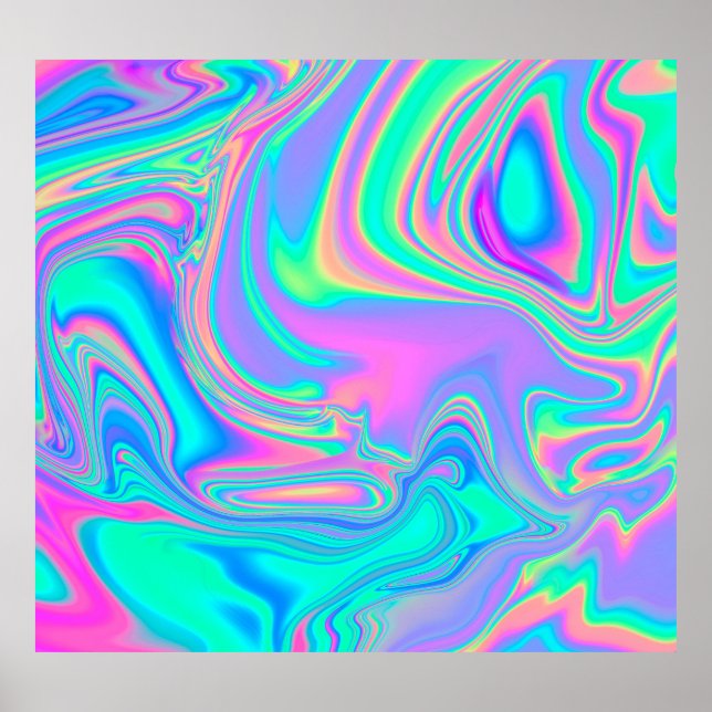 Iridescent Holographic: Neon Marbled Texture Poster (Vorne)
