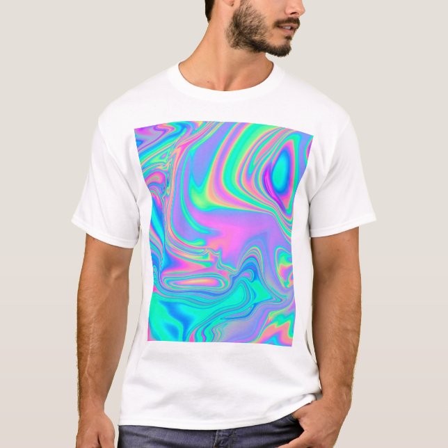 Iridescent Holographic: Neon Marbled Texture T-Shirt (Vorderseite)