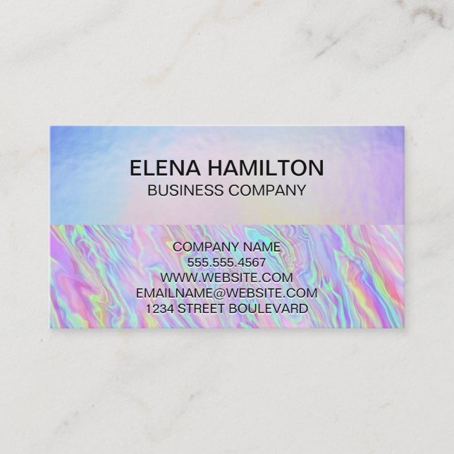 Iridescent Holographic Pastel Foil Textur Visitenkarte (Vorderseite)