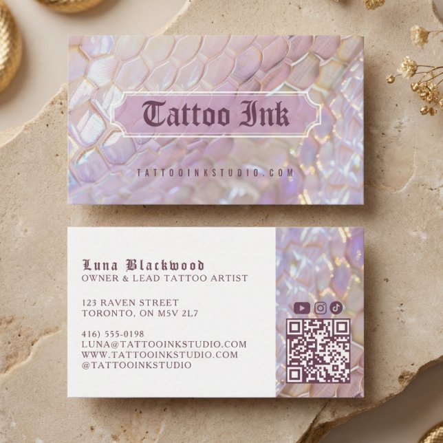 Iridescent Holographic Snake Scale Gothic Tattoo Visitenkarte (Iridescent Holographic Snake Scale Gothic Tattoo Business Card)