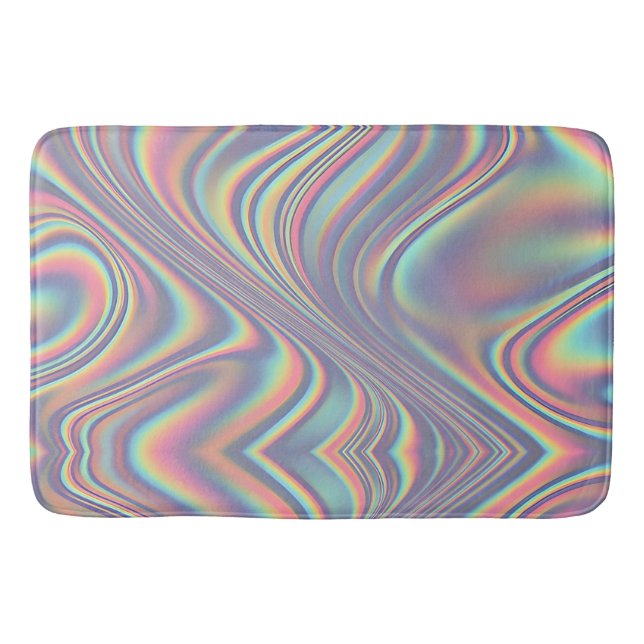 Iridescent Holographic Swirl Texture Badematte (Vorderseite)