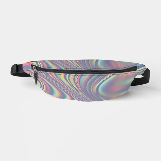 Iridescent Holographic Swirl Texture Bauchtasche (Vorderseite)