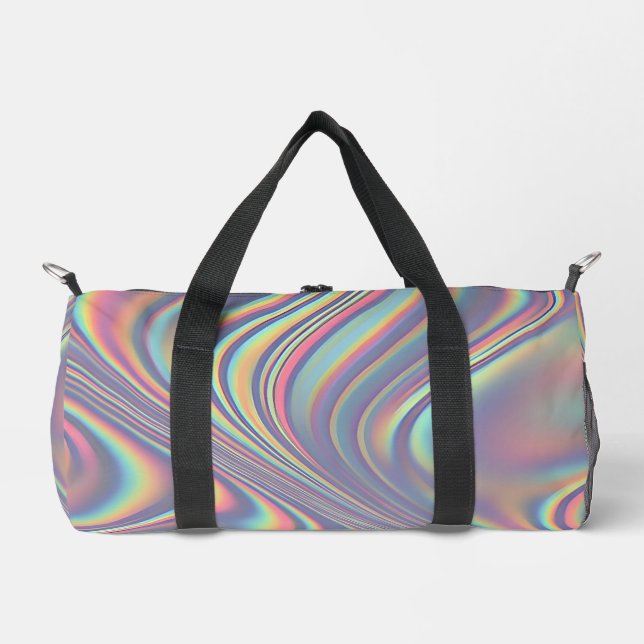 Iridescent Holographic Swirl Texture Duffle Bag (Vorderseite)