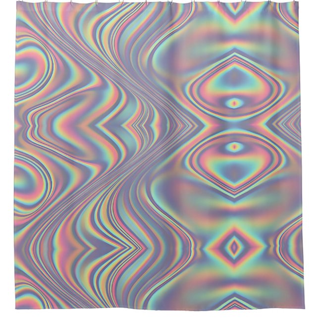 Iridescent Holographic Swirl Texture Duschvorhang (Vorderseite)