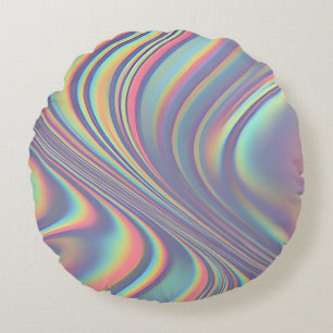 Iridescent Holographic Swirl Texture Rundes Kissen