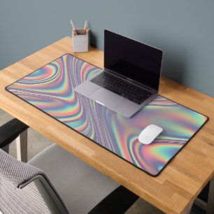 Iridescent Holographic Swirl Texture Schreibtischunterlage