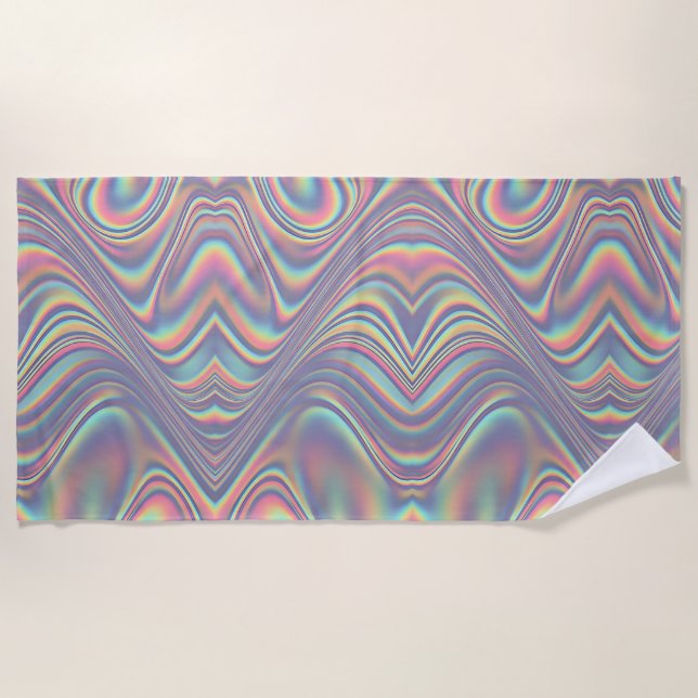 Iridescent Holographic Swirl Texture Strandtuch (Vorderseite)