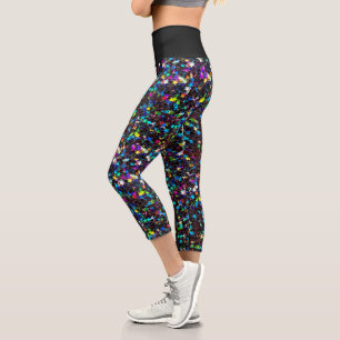 Iridescent Holography Star Glitzer Capri Leggings