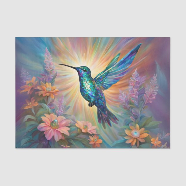 Iridescent Hummingbird Decoupage Seidenpapier (Vorderseite)