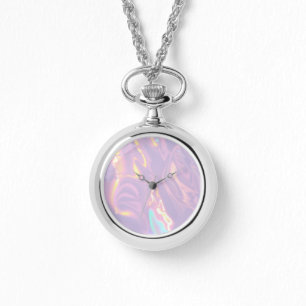 Iridescent Lavender Ethereal Necklace Watch Armbanduhr