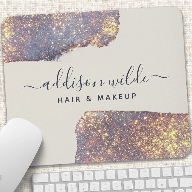 Iridescent Lila Gold Glam Glitzer Mousepad (Von Creator hochgeladen)