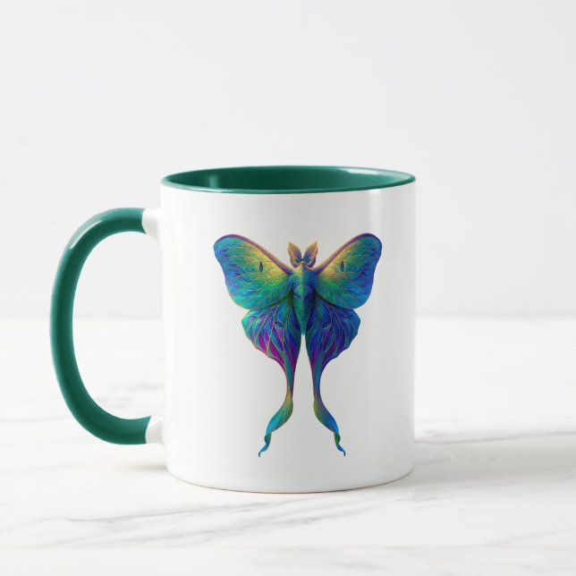 Iridescent Luna Moth Coffee Mug | Colorful Fantasy Tasse (Links)