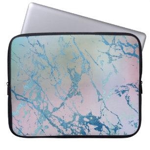 Iridescent Marble   Trendy Imitats Holo Blue Pink Laptopschutzhülle