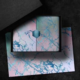 Iridescent Marble Trendy Imitats Holo Blue Pink Seidenpapier
