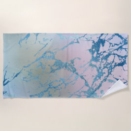 Iridescent Marble | Trendy Imitats Holo Blue Pink Strandtuch