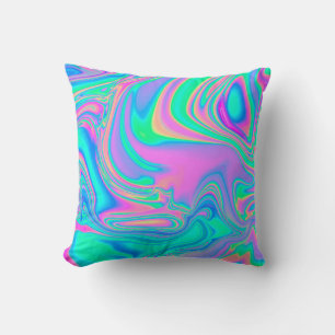 Iridescent marbled holographic texture in vibrant  kissen