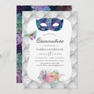 Iridescent Masquerade Quinceañera Einladung
