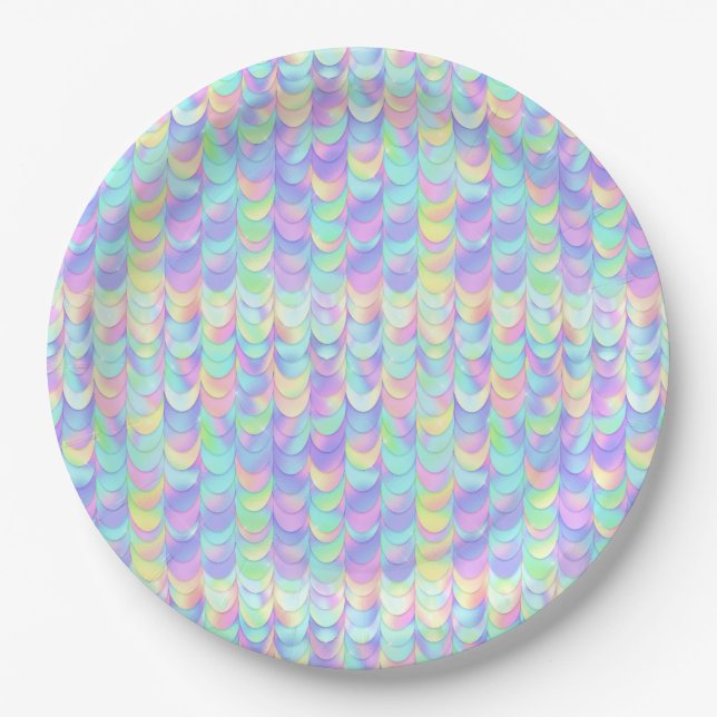 Iridescent Mermaid Scale Pappteller (Vorderseite)