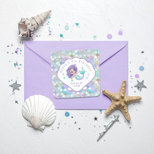 Iridescent Mermaid Scales Clam Muschel V1 ID1144 Quadratischer Aufkleber