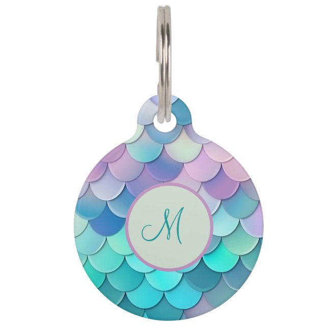Iridescent Mermaid Scales Personalisiert Haustiermarke (Vorderseite)