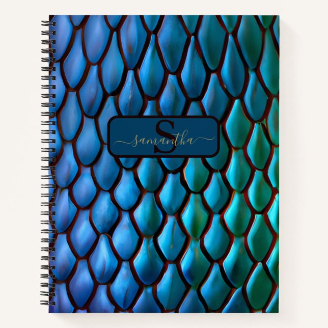 Iridescent Mermaid Schwanzes Dragon Scales Notizbuch (Vorderseite)