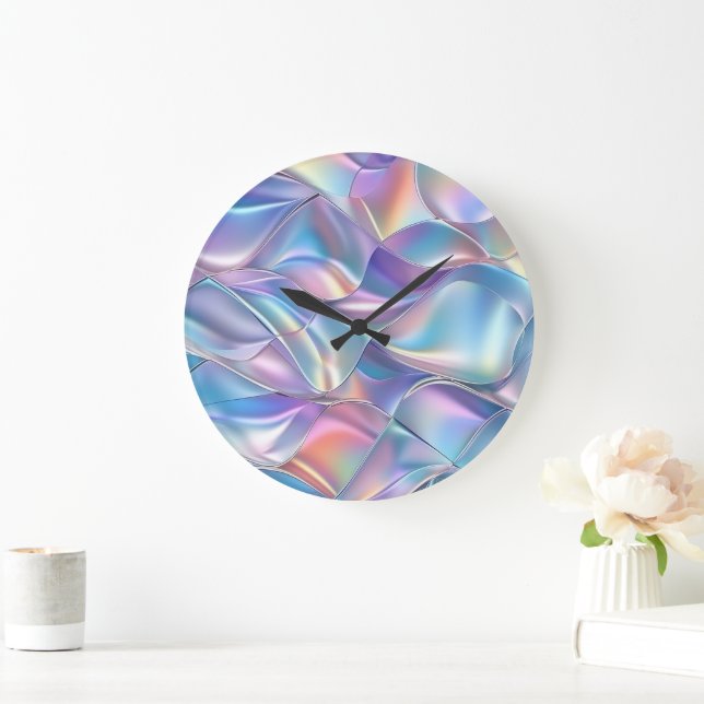 Iridescent Metallic 6 geometrisch Große Wanduhr (Zuhause)
