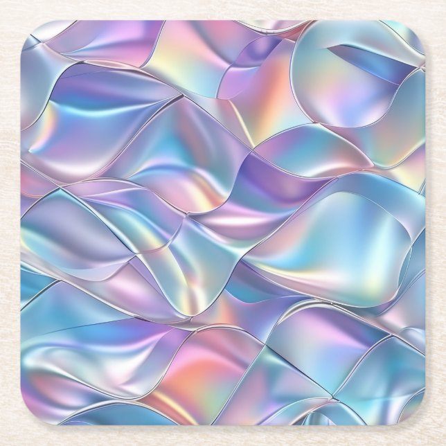 Iridescent Metallic 6 geometrisch Rechteckiger Pappuntersetzer (Vorderseite)