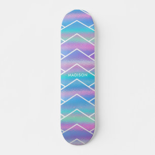 Iridescent Modern Girly Pink Blue Personalisiert S Skateboard