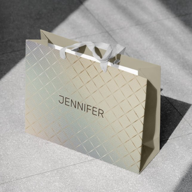 Iridescent Modern Luxury Monogram Große Geschenktüte (Von Creator hochgeladen)